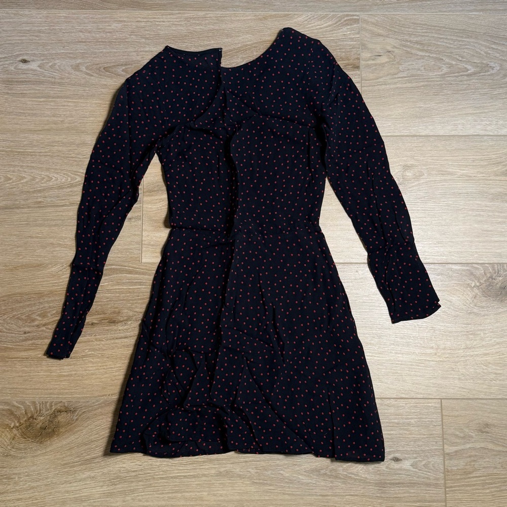 Reformation Black Dress with Red Dots